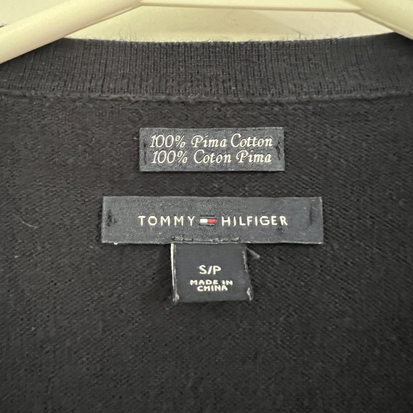 Tommy Hilfiger Sweater Small Petite Navy Paisley Cardigan Button Front Classic - Picture 2 of 3